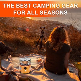 Caynel 2 in 1 Portable Propane Heater and Stove, Outdoor Camping Liquefied Gas Stove, Ice Fishing Hiking Hunting Survival Emergency Tent Multifunctional Handheld Heater (Orange)