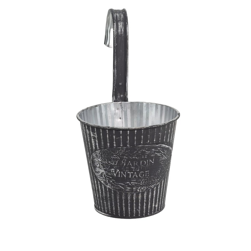 DARO DEKO Metal Hanging Pot, Grey, Diameter 13 cm, Set