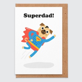 Studio Boketto - Superdad Card For Father's Day Or Dad's Birthday - Cute Pug Superhero Card For Dad
