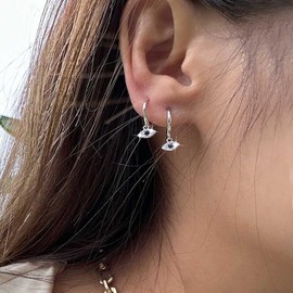 Atentuyi Boho Cz Evil Eye Drop Earrings Silver Cz Earrings Rhinestones Dangle Earrings Tiny Hoop Earrings Sparkly Crystal Earrings Sparkly Earrings Jewelry for Women and Girls
