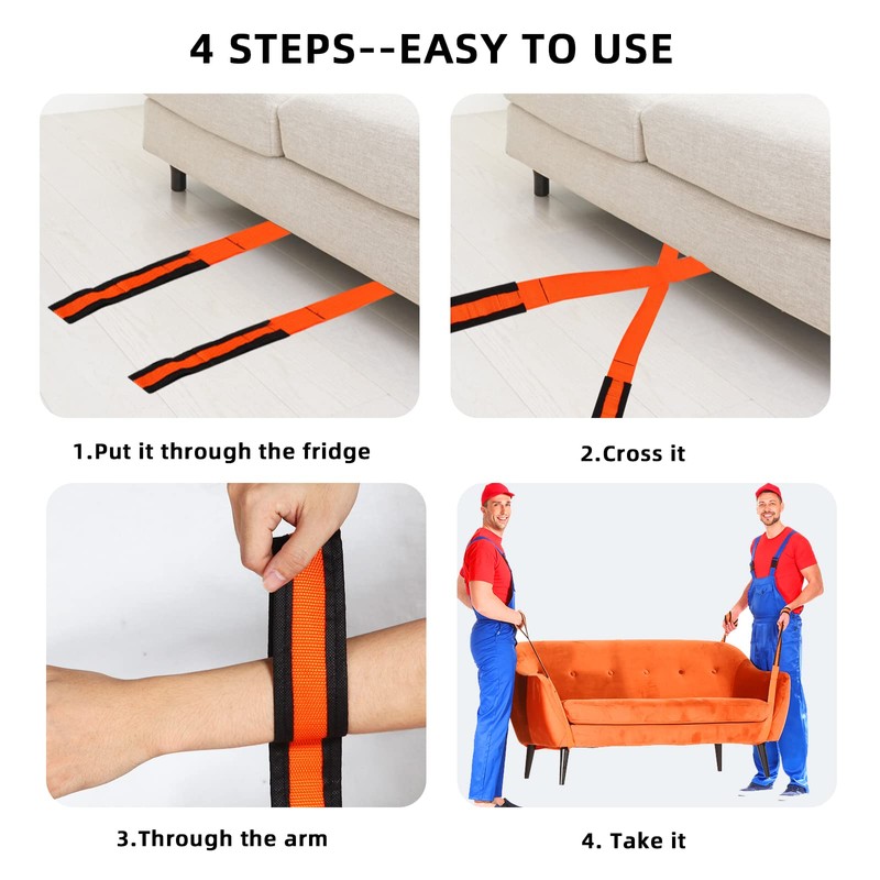 Generic 2-Person Lifting and Moving Straps，Lift and Carry Furniture, Appliances,