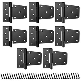 TAICHEUT 8 PCS 3.5 Inch Heavy Duty Gate Hinges, Square Barn Hinges, Shed Door Hinges, Spring Gate Hinge Wrought Hardware, with Screws for Storage Shed Barn Wood Fence, Black