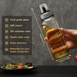 FRIBERG Bouteille d'huile, 300 ml, Distributeur d'huile d'olive Avec Couvercle Automatic, 2 Oil Dispensers En Verre Avec Fermeture Par Gravitation, Oil Buddy, Brosse De Nettoyage Incluse