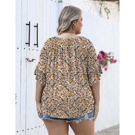 Plus Size 3/4 Sleeve Tops for Women Half Sleeve Shirts Dressy Casual Crewneck Tunics Plus Work Tops Business Elegant Top