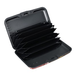 ELFISH Mini RFID Aluminum Wallet Credit Cards Holder Business Card Case Metal ID Case for Men Women（Pink Grey Marble