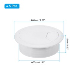 PATIKIL Cable Hole Cover, 5pcs 1.97inch/50mm Desk Wire Cord Cable Grommets Hole Cover for Office PC Desk Cable Cord Organizer, White