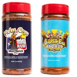 Meat Church BBQ Rub Combo: Holy Cow (12 oz) and Holy Gospel (12.5 oz), One Bottle of Each
