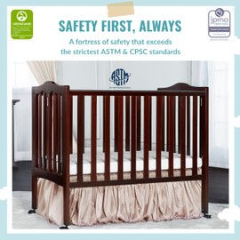 Dream On Me 2-in-1 Lightweight Folding Portable Stationary Side Crib in Espresso, Greenguard Gold Certified, Baby Crib to Playpen, Folds Flat for Storage, Locking Wheels