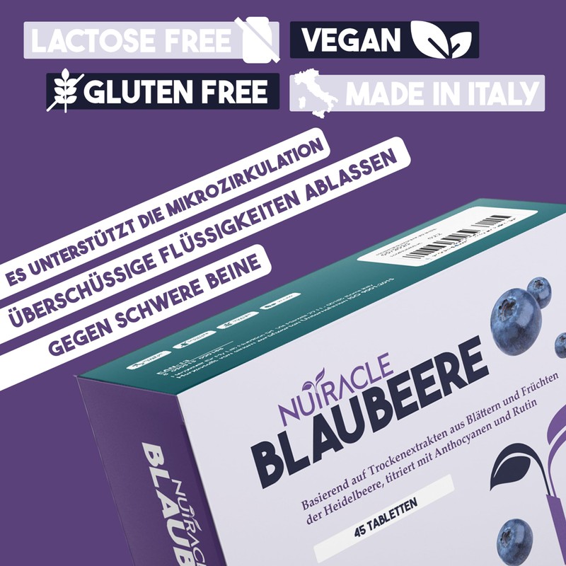 Nutracle Blueberry 600 mg 45 Tablets High Dose Microcirculation Legs,