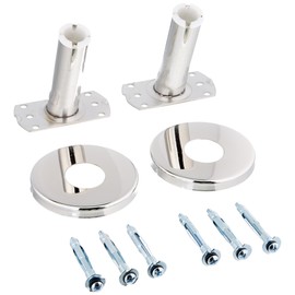 Moen 65-F-PS Donner Low-Profile Curved Shower Rod Flange Kit, Polished Stainless