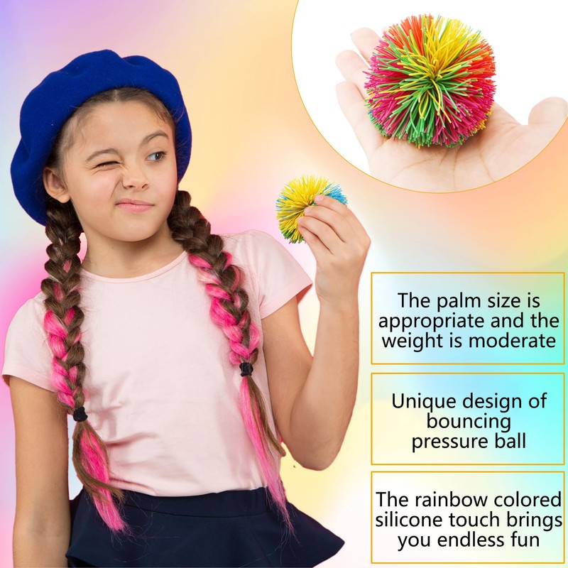 Cagemoga 18 Pack 2.36 Inch Stringy Balls Soft Rainbow Stringy