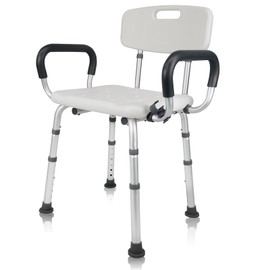 Shower Chair Seat with Arms and Back, Padded Handicap Shower Chair for Inside Shower, Adjustable Heavy Duty Shower Bench for Adults, Elderly and Disabled, Tool (Upgrade Shower Chair)