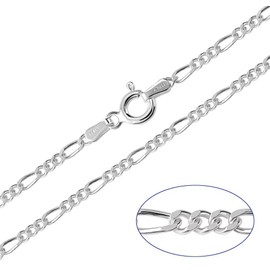 Treasure Bay Silver Chain Necklace for Men and Women - 2mm Figaro 925 Sterling Silver Made in Italy, Diamond Cut, Necklace length 16-24 Inches (19)