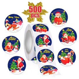Partywind Christmas Stickers for Decorations, 500 PCS Christmas Labels for Crafts/Scrapbooking/Cards, Santa Snowman Tags for Christmas Holiday Party Supplies, Goodie Bag Stuffers for Kids