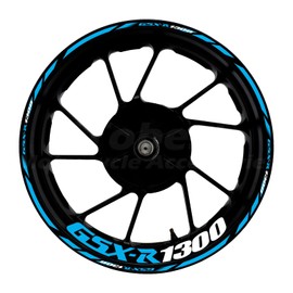 Awonderful Motorcycle Reflective Wheel Stripes kit, Wheel Rim Stickers Compatible with Suzuki Hayabusa GSX1300R GSXR1300 1997-2007/GSX1300R 2008-2025 (Sky Blue)