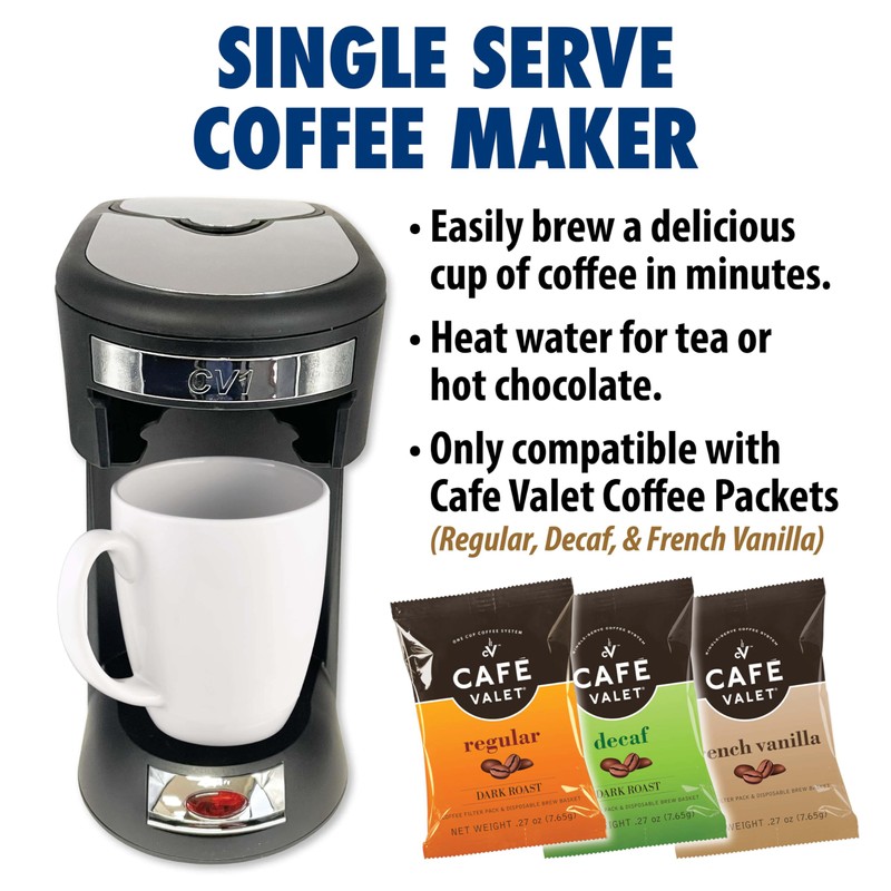Café Valet Single Serve Coffee Maker, Brews 10 Ounces of