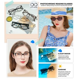 OCCI CHIARI Blue Light Blocking Photochromic Reading Glasses 4.0 Large Sunglasses Readers(1.0 1.5 2.0 2.5 3.0 3.5 4.0)