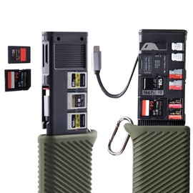 PGYTECH CFexpress Type A/SD/Micro SD Memory Card Reader 10Gbps USB 3.2 Gen2, CFexpress Type A/SD/TF Card Holder Made of Aluminium Alloy Compatible with Cameras/Phones/Drones/Action Cameras (Moss