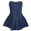 Women’s Summer Denim Dress Sexy Strapless A Line Jean Dress