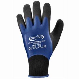 12 Pairs Latex Coated Gloves Optiflex * Winter Cold Protection Aqua Guard * Dark Blue/Black