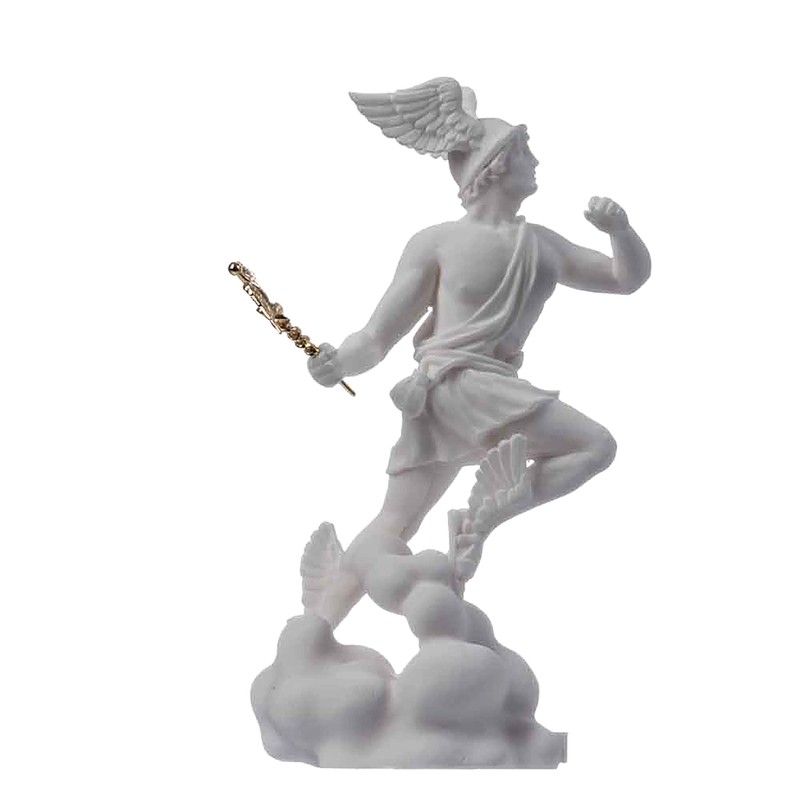 Hermes Mercury God Zeus Son Roman Statue Alabaster 17 cm