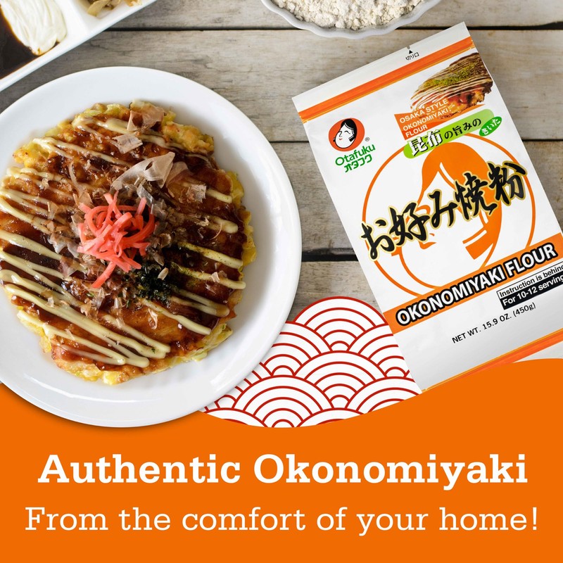 Otafuku Okonomiyaki Flour for Japanese Okonomiyaki Pancakes, 12 Servings, 15.9