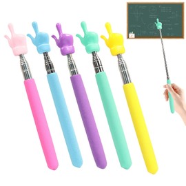 5Pcs Telescopic Teachers Pointer, Extendable Hand Pointer Finger Pointer Stick, Mini Retractable Classroom Pointer for Elementary School Kindergarten Teacher,Classroom Supplies (5 Colors)