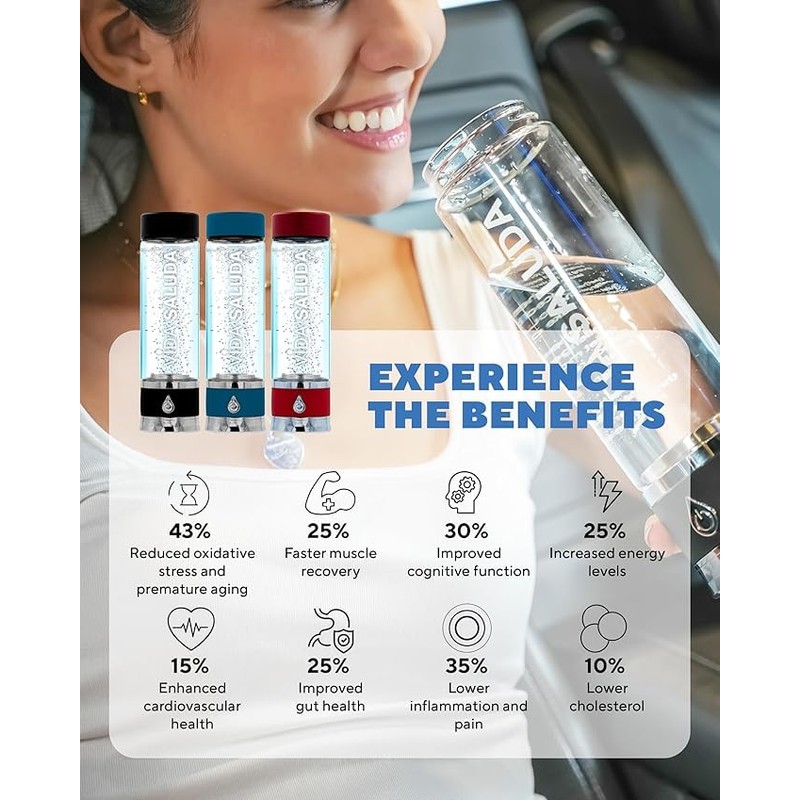 VIDA SALUDA Premium Hydrogen Water Bottle – Portable Hydrogen Water