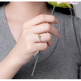 S925 Sterling Silver Stackable Rings with November Yellow Birthstone for Girls - Oval Stacking Ring Knuckle Band Size 6 for Women Friends - Christmas Anniversary Birthday Gifts Jewelry