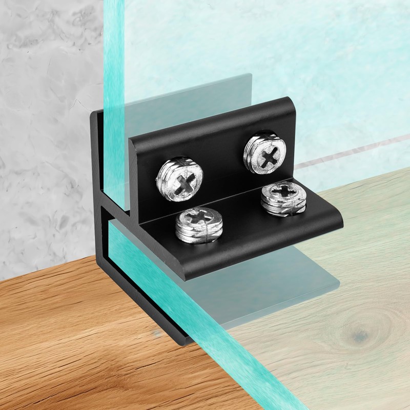 8PCS Black 90 Degrees Glass Clamp for 10-12mm Thickness