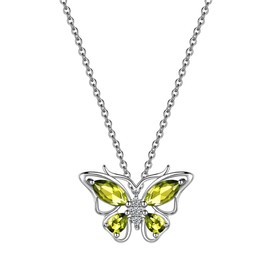 Hipunk 925 Sterling Silver Birthstone Butterfly Jewelry Women Crystal Animal Cute Butterflies Birthday Necklace/Earring/Ring/Bracelet Sets Birth Stone Statement Anniversary Jewellery, crystal, Cubic Zirconia