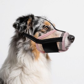 JOYPAWS Dog Muzzle, Air Mesh & Reflective Straps for Extra Large Dogs - Prevent Chewing/Biting, Allows Panting & Drinking - German Shepherd, Collie, Retriever Pink XL