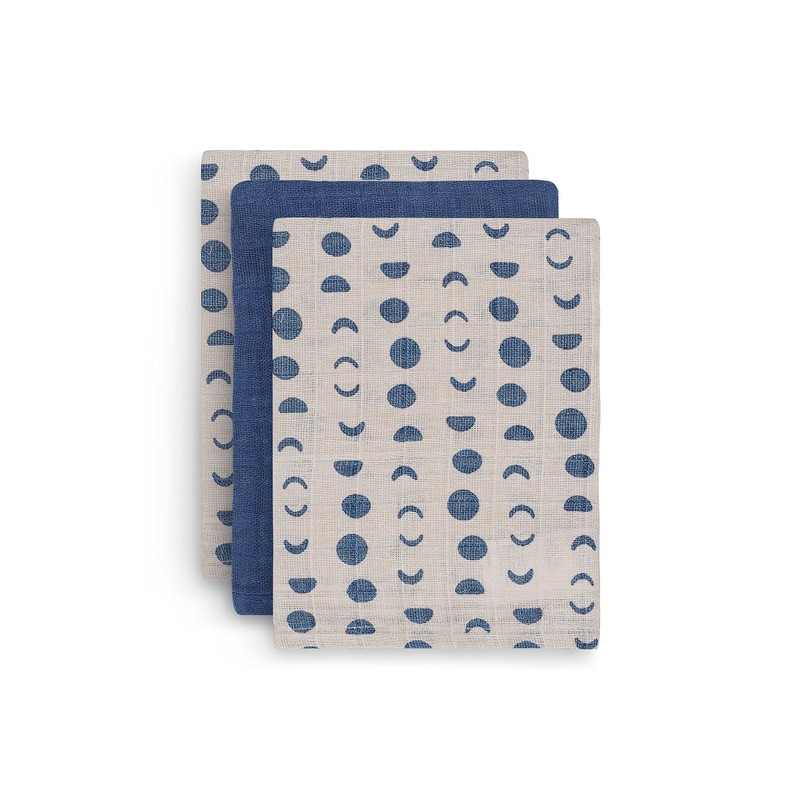 Jollein Muslin Washcloths - Moonlight - Pack of 3
