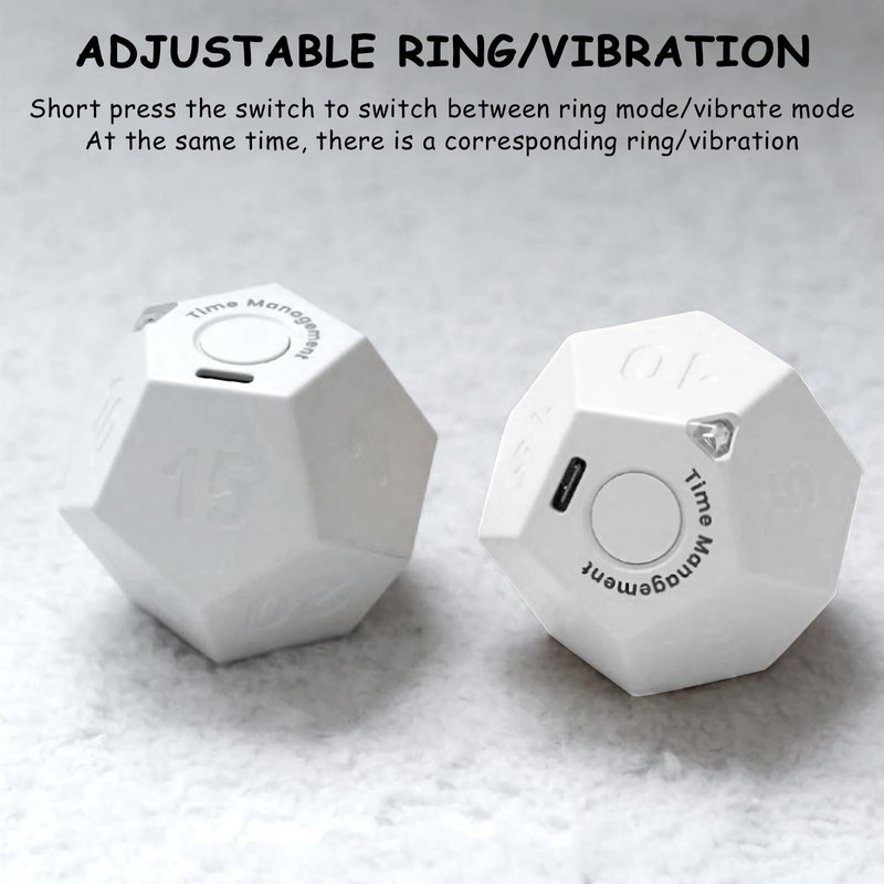 Senbos Mini Cube Timer, Rechargeable Pomodoro Countdown Timer 11 Preset