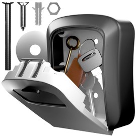 PRINTIMA Key Safe with Combination Code Outside, Key Box with 4-Digit Code and Sliding Window, Small Key Cabinet with Code, Key Safe Weatherproof for House Keys (AirBnB)