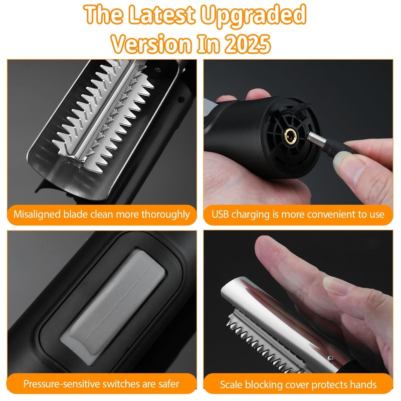 Electric Fish Scaler, Wireless Fish Scale Remover, Fish Descaling Tool,