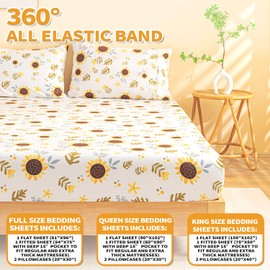 Marquess Microfiber Flannel Sheet Set -Luxury Printed 4 Piece Bedding Collection-Deep Pocket Ultra Soft & Durable (White, Full)