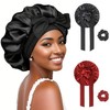 FOLAI Pack of 2 Satin Bonnet Night Sleep Hat, Adjustable