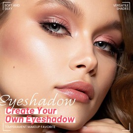 JUAAZIN Eyeshadow Quad - Blendable Matte & Shimmer, 4 Shades Nude Champagne, Gold, Light & Dark Brown, Velvety Pigmented Formula, Long-Lasting, Built-In Mirror, Perfect for Older Women 01#