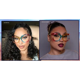 VOOGLAM Oversized Colorful Square Blue Light Blocking Glasses for Women Anti UV Eyestrain Eyewear Eduarda