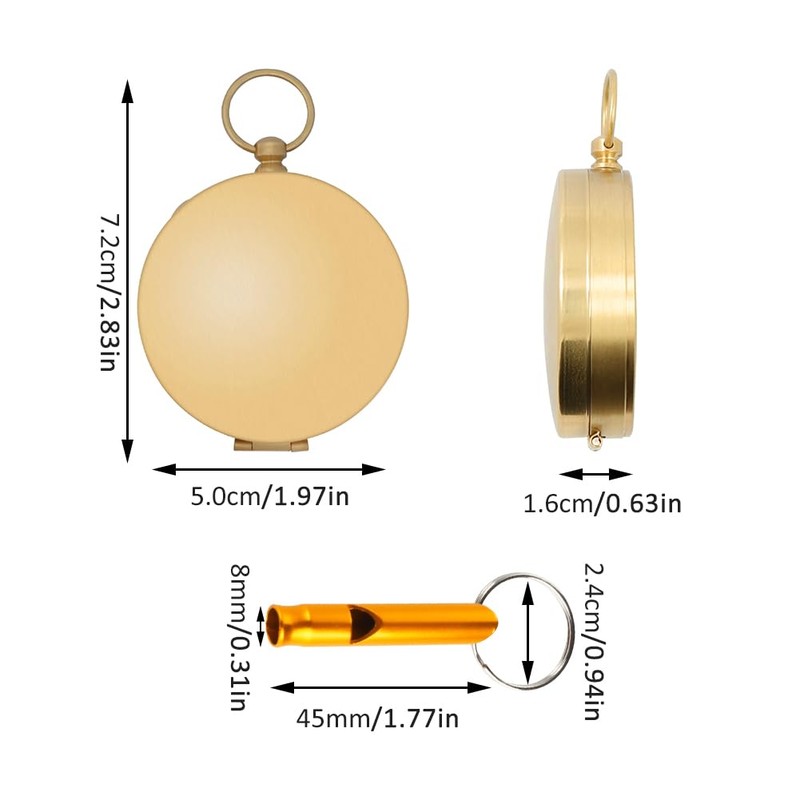 Harnovlis Luminous Navigation Compass Metal Pocket Compass with Whistle for