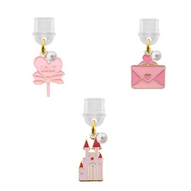 MAGNEECH Cute 3 Piece Suit Dust Plug Charm Compatible with Kindle Paperwhite 2021 Released,Pendants Dustproof Plugs,Charging Port Plugs Pendants for Most Phone (Pink 01, Type/USB C)