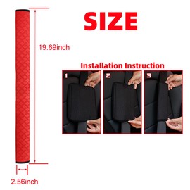 KHGUZ 2PCS Car Seatbelt Cover, Soft Leather Vehicle Safety Seat Belt Strap Cushion, 19.7 Inch Comfortable Auto Shoulder Neck Chest Protection Pads Accessories, Universal for Most Cars (Red)