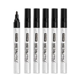 ZEYAR Permanent Markers, Bullet Tip, Aluminum Barrel, Waterproof and Smear-Proof, Quick Drying ink- Great on Plastic,Wood,Stone,Metal and Glass for Doodling and Marking (6 Black Color)