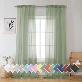 Aiyufeng - Cortinas traslúcidas de 244 cm de largo, 2 piezas, cortinas de gasa traslúcida con bolsillo para cortinero, paneles semitraslúcidos para jardín/patio/villa/salón, 102 x 244 cm, verde salvia
