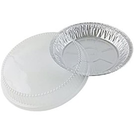 PACTOGO 9" Aluminum Foil Pie Pans 1 1/4" Extra Deep with Clear Dome Lids - Made in USA Disposable Tins (Pack of 50 Sets)