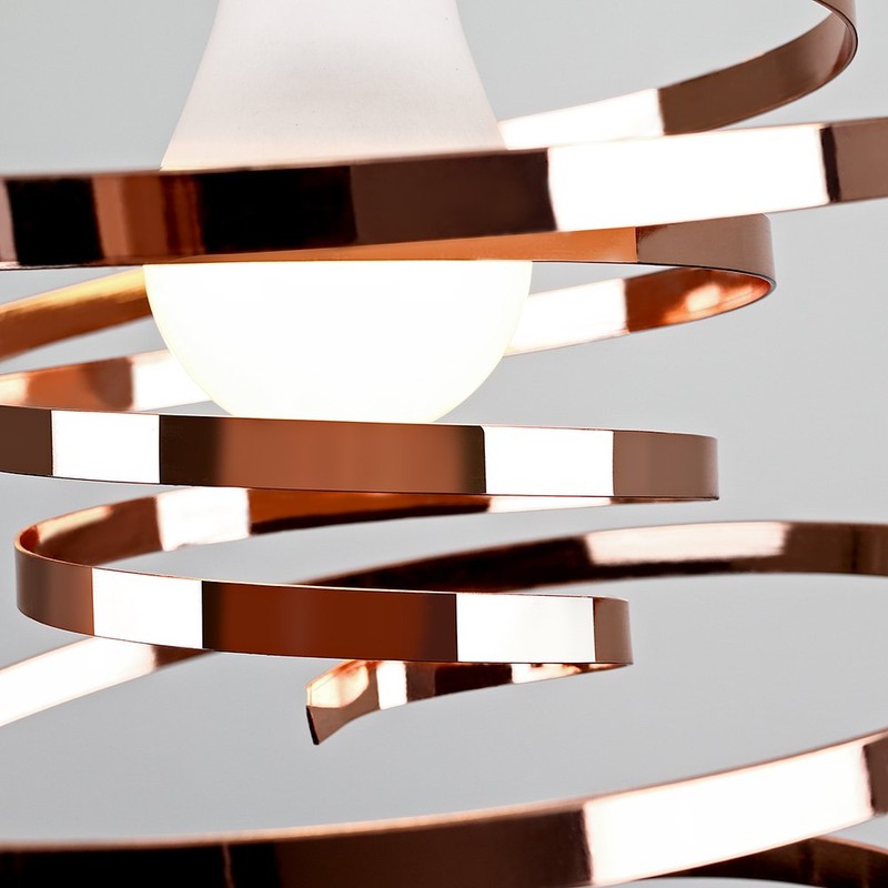 MiniSun | Contemporary Copper Metal Double Ribbon Spiral Ceiling Light