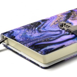 ZXHQ Diary with Lock for Girls and Women, Secret Journal with Exquisite Pattern Design, Refillable Faux Leather Notebook, Size A5 (21 x 15 cm)