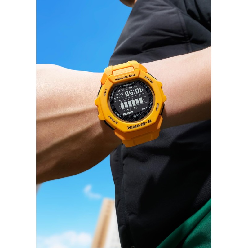 Casio G-SQUAD GBD-300 Wristwatch, Equipped with Bluetooth, Biomass Plastic, yellow,