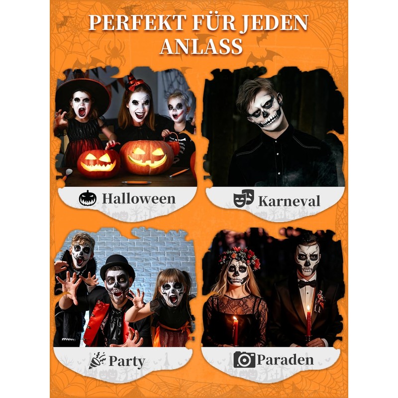 Oiomniv Halloween Make-Up Black White Set Carnival Make-Up Face Paint